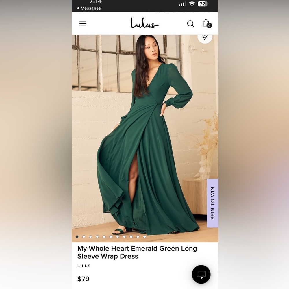 My Whole Heart Emerald Green Long Sleeve Wrap Dress